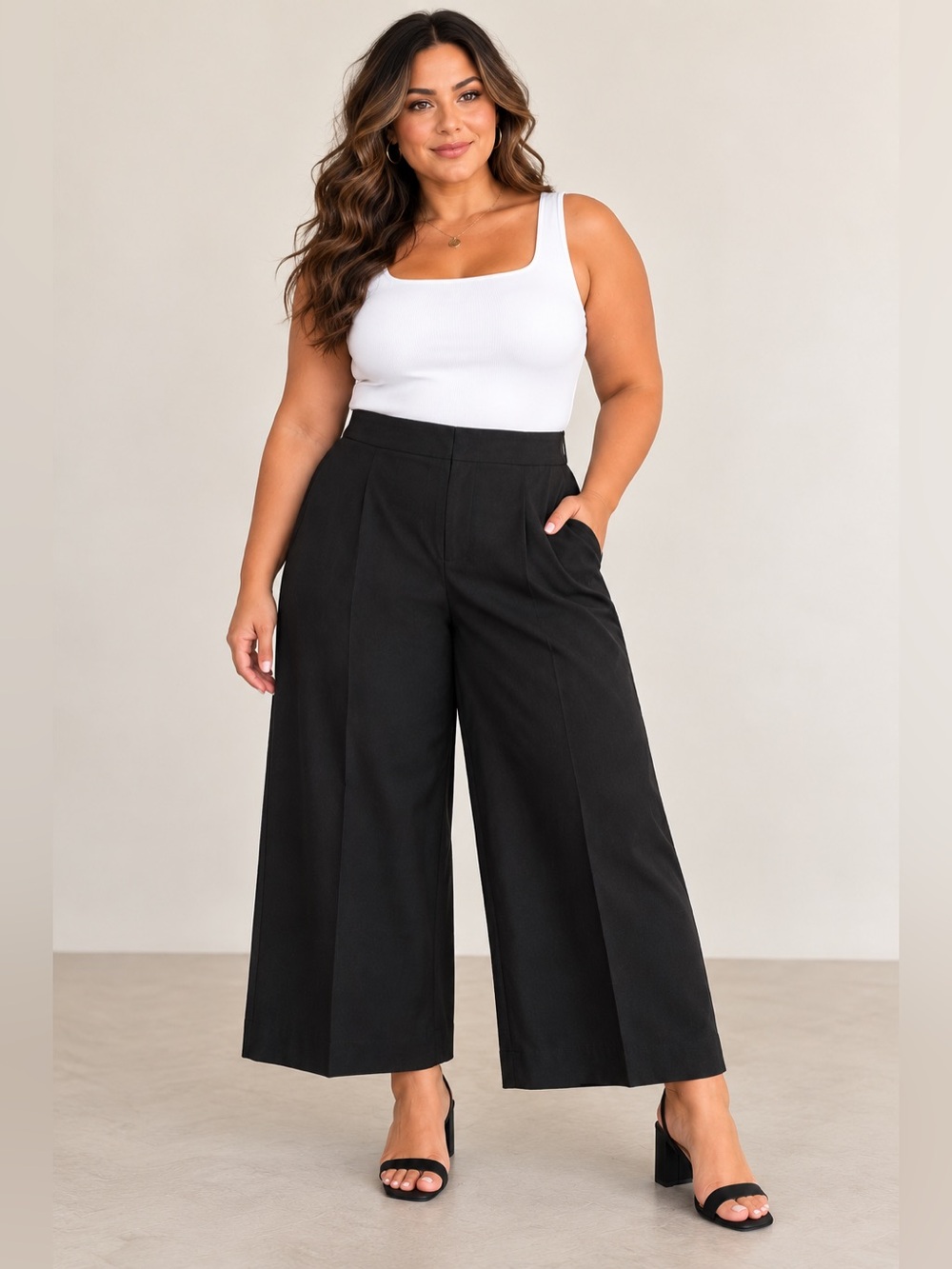 Vince Women’s Size 20 Black High Rise Wide Leg Cropped Pants Trousers